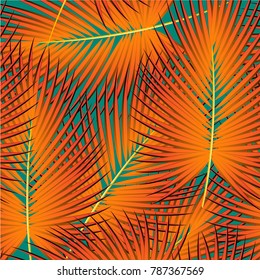 Pattern of tropical palm, leaves of the jungle. Vector floral pattern.