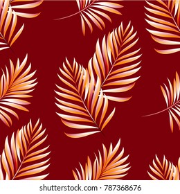 Pattern of tropical palm, leaves of the jungle. Vector floral pattern.