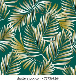 Pattern of tropical palm, leaves of the jungle. Vector floral pattern.
