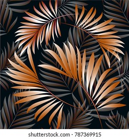 Pattern of tropical palm, leaves of the jungle. Vector floral pattern.