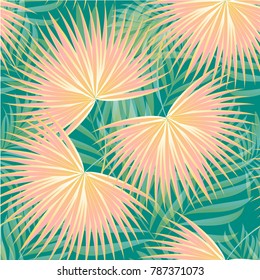 Pattern of tropical palm, leaves of the jungle. Vector floral pattern.