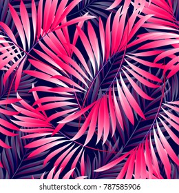 Pattern of tropical palm, leaves of the jungle. Vector floral pattern.