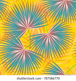 Pattern of tropical palm, leaves of the jungle. Vector floral pattern.