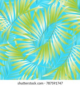 Pattern of tropical palm, leaves of the jungle. Vector floral pattern.