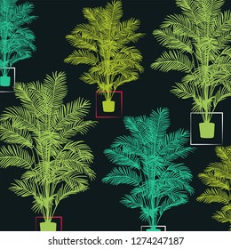 Pattern of tropical palms. Eco print. Vector illustration