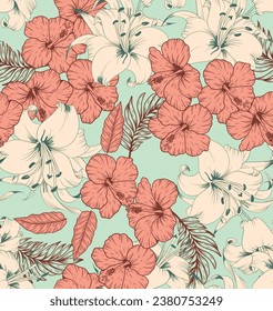 pattern tropical texture summer aloha leaves