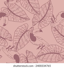 pattern tropical tucan birds aloha