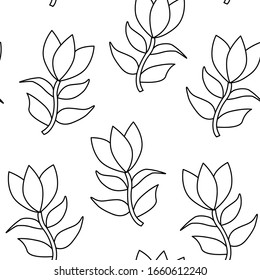 Pattern from tulips. Basic and simple coloring book for adults, seniors, and beginner. Vector. Floral. Flower.