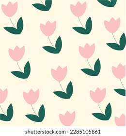 Pattern with tulips. Pattern with flowers. Pink flowers on background. Background, Texture, Pattern, Poster