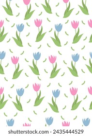 Pattern of tulips on a white background.