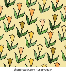 Pattern from tulips. Vector. Floral. Flower. Ready to use in web design, apps, software, print, background. 