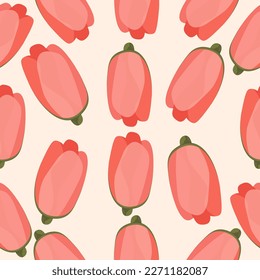 Pattern with tulips. Vector graphics watercolor style