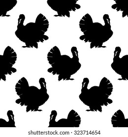 Pattern with turkey in vector. Thanksgiving illustration.