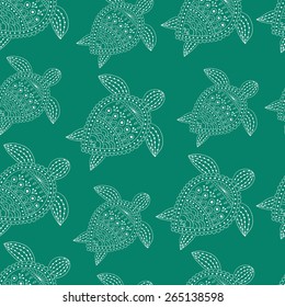 Pattern of turtle on a green background