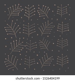 pattern with twigs. autumn cover pattern. brown background