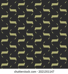 Pattern with twisted ribbons broken from place to place. Textile design in black and light khaki.