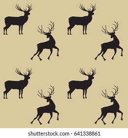 Pattern two deer on a light background - art abstract creative modern vector illustration