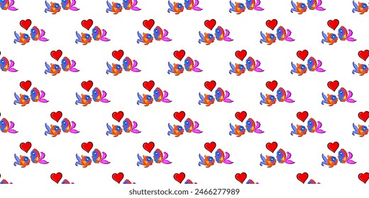 Pattern of Two fishes falling love