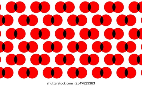 Pattern of two intersecting red circles on a white background