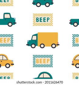 The pattern of the typewriter, the inscription "beep". Vector illustration.