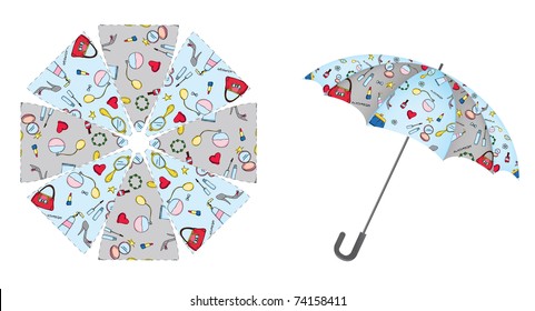 Pattern umbrella  with fun woman pictures