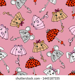 pattern umbrellas girly cute seamless vector colored wallpaper background