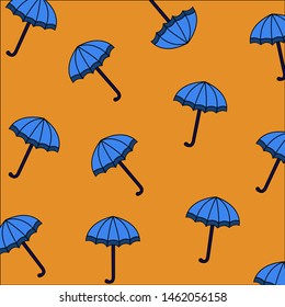 
Pattern of umbrellas of a multi-colored color on a bright, monophonic background. Vector.