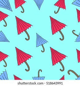 The pattern of umbrellas.Umbrella vector.Umbrella isolated on white background. Umbrella in doodle style.Umbrella icon.Umbrella logo.Umbrella Cartoon.Umbrella rain.Umbrella print.For design, logo,icon