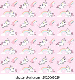 Pattern unicorn cute rainbow.background and wallpaper vector illustration.