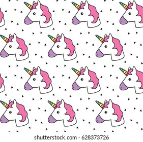 Pattern unicorn head pink white black triangle