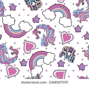 PATTERN UNICORN LOVE RAINBOW CUTE GIRL