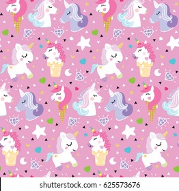 Pattern unicorn pony ice cream triangle