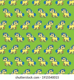 A pattern of unicorns. For children.