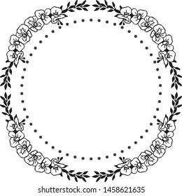 Pattern unique floral frame, isolated on a white backdrop, design of invitation card. Vector
