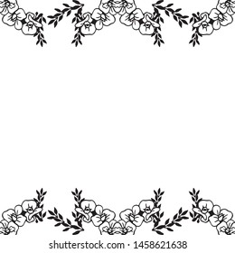 Pattern unique floral frame, isolated on a white backdrop, design of invitation card. Vector