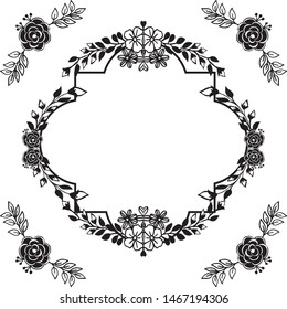 Pattern unique frame, various beautiful flowers, ornate of cards. Vector