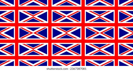 The pattern is "United Kingdom". Seamless graphic background in the colors of the flag of UK. Vector illustration