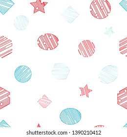 Pattern Universal Geometric Shapes. Red and blue color. Spaces, holes