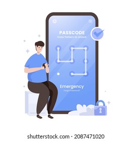 Pattern unlock passcode access illustration design