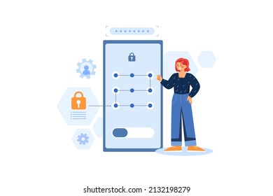 Pattern unlock passcode Illustration concept. Flat illustration isolated on white background.