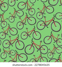 pattern with urban bicycle in flat style.isolated pattern with bicycle with female frame in vector.