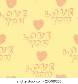 pattern for valentine day. i love you. cartoon style