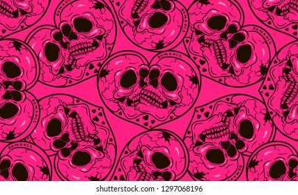   pattern Valentine heart with skulls