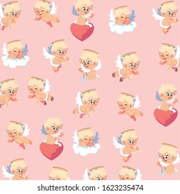 pattern for valentines day, with cupids and hearts vector illustration design