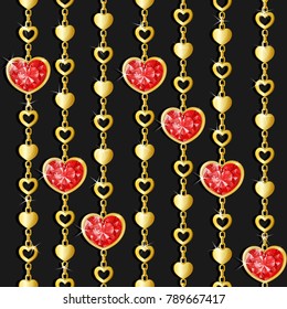 Pattern for Valentine's Day with diamond hearts