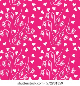 The pattern for Valentine's Day with flowers and hearts