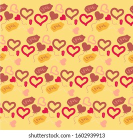 Pattern for Valentine's Day Heart with Cute motifs pink love. Babies fashion. Vector illustration. Fashion prints. Printing with in hand drawn style