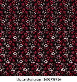 Pattern for Valentine's Day Heart with Cute motifs pink love. Babies fashion. Vector illustration. Fashion prints. Printing with in hand drawn style