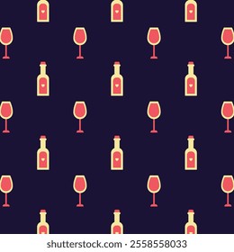 pattern valentine's day leaf heart wine glass minimalist illustration retro