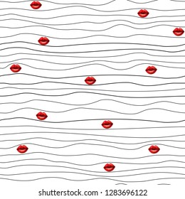 pattern for Valentine's Day simple line seamless design. Vector
